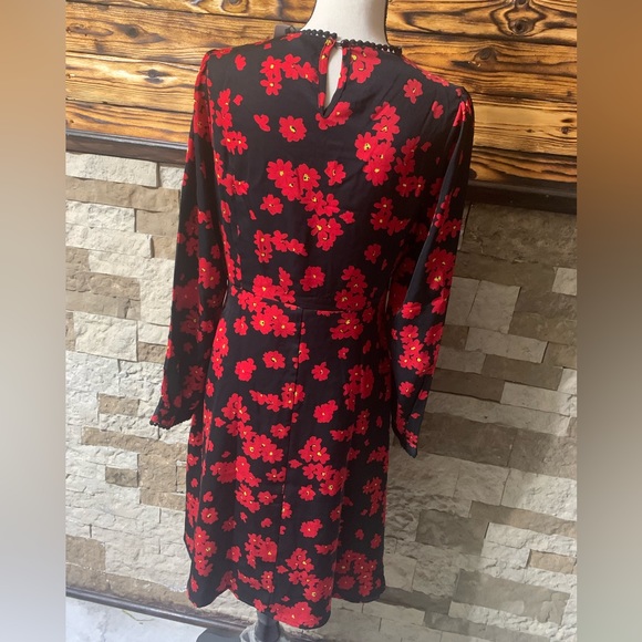 NWT Allegra K Vibrant Floral Modest Dress Navy Red Small - Picture 8 of 13